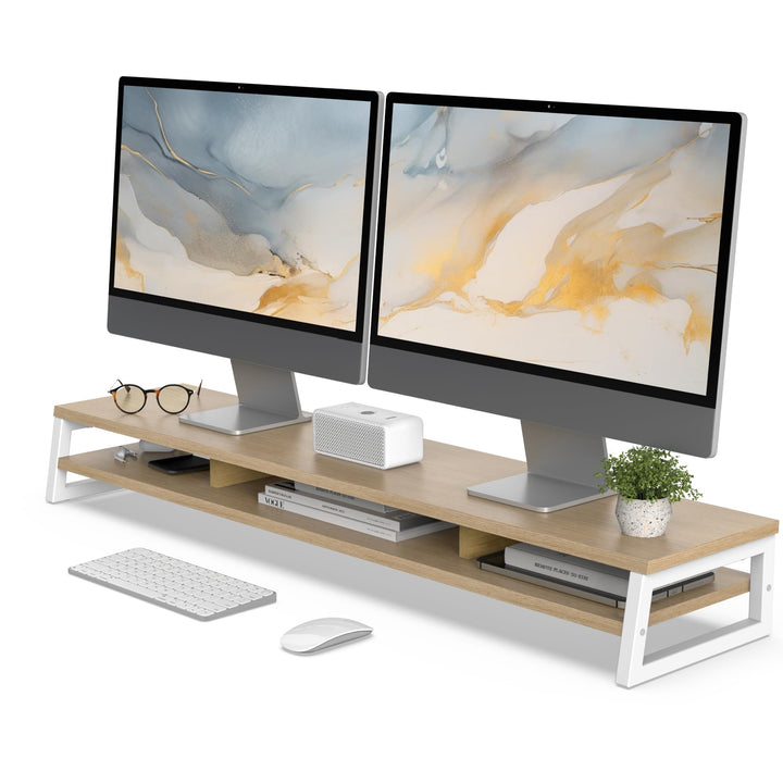 Fenge Dual Monitorständer Riser 108cm Grosse Computer Bildschirmständer für PC/Laptop/Fax/Drucker/TV
