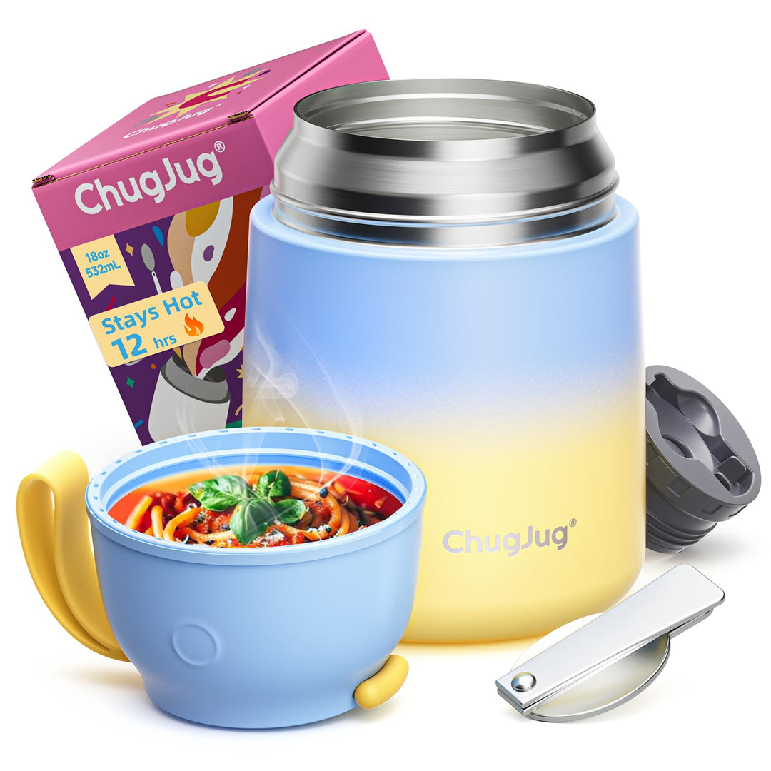 Thermobehälter für Essen 530ml, Edelstahl Thermobecher für Essen Warmhaltebehälter mit Löffel, Ausla