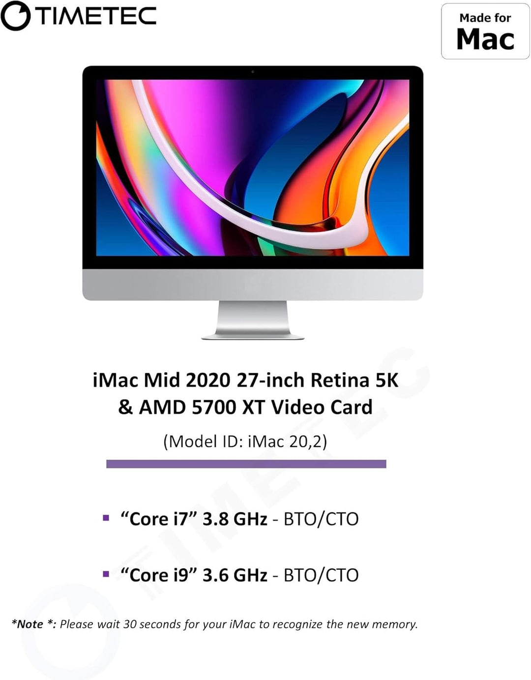Timetec 16GB kompatibel für Apple DDR4 2666MHz für Mitte 2020 iMac20,1/20,2/Mitte 2019 iMac19,1 27 Z