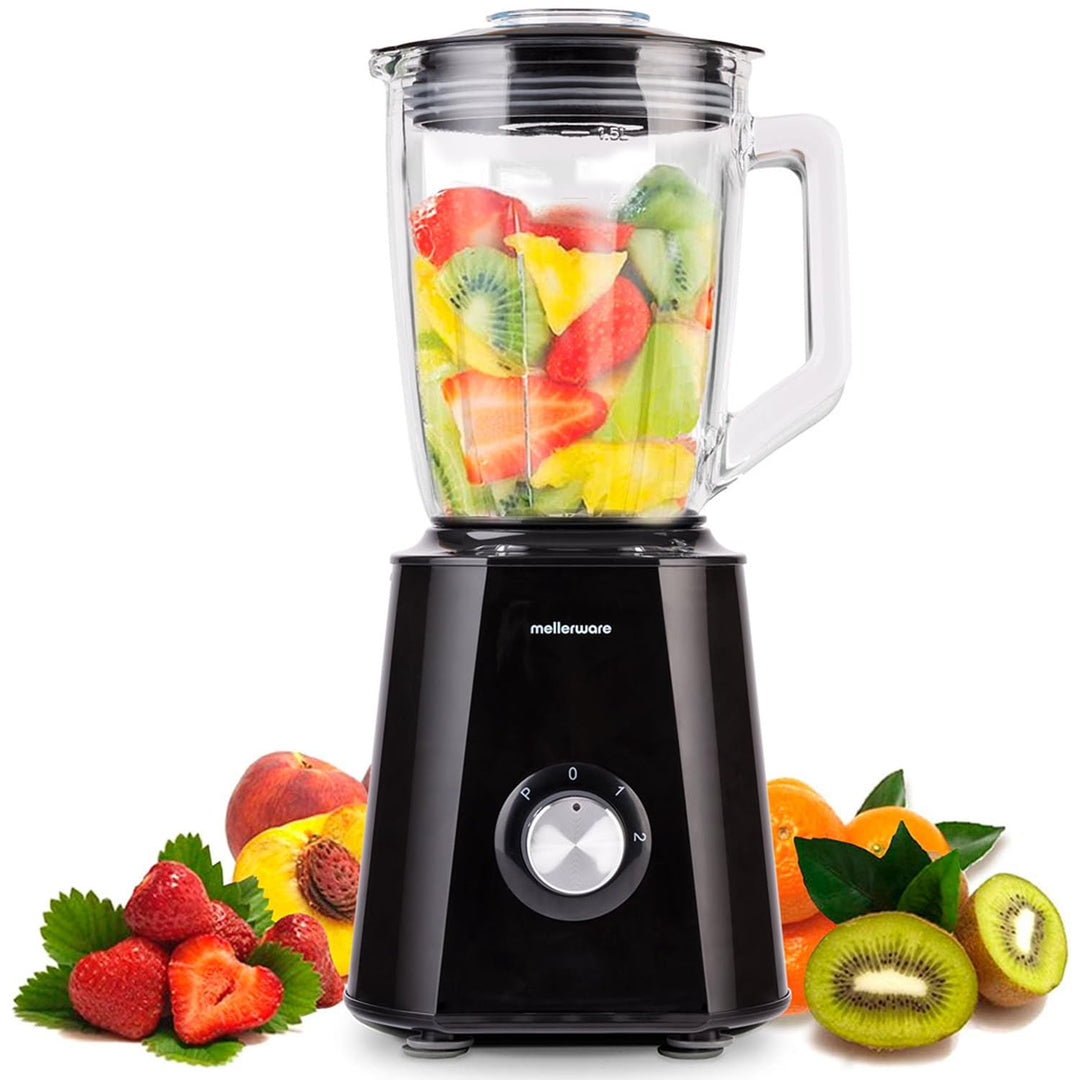 Mellerware Mixy! 1500 W | Glaskanne mit 1,5 l | 2 Geschwindigkeiten + Turbo | professioneller Lebens