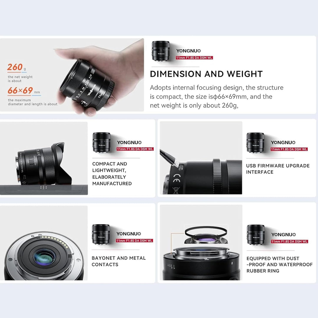 EACHSHOT Yn11Mm F1.8S Lens W/Remote Controller for Sony 11Mm F1.8 Large Aperture Fixed Prime Lens Au