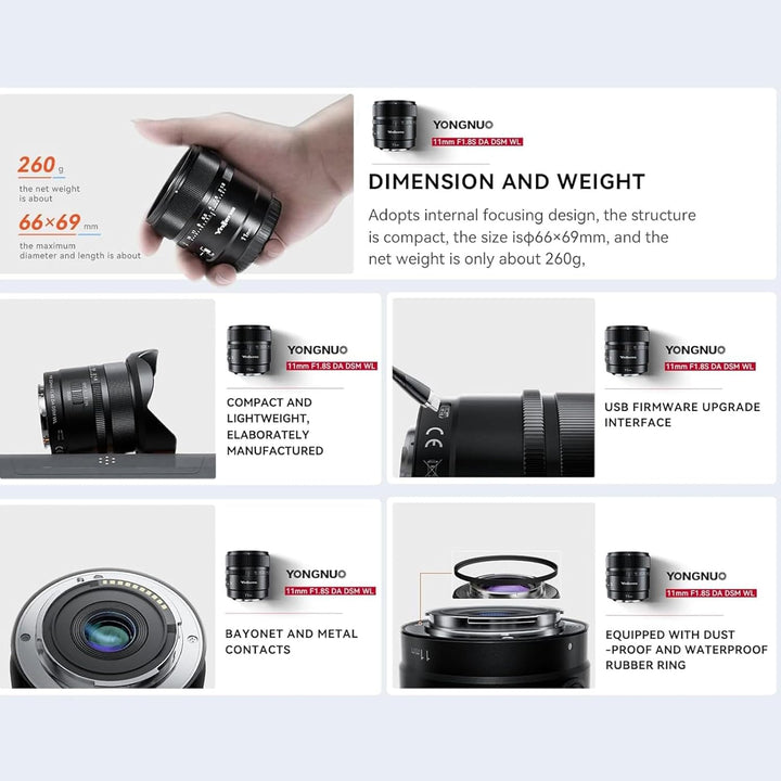 EACHSHOT Yn11Mm F1.8S Lens W/Remote Controller for Sony 11Mm F1.8 Large Aperture Fixed Prime Lens Au