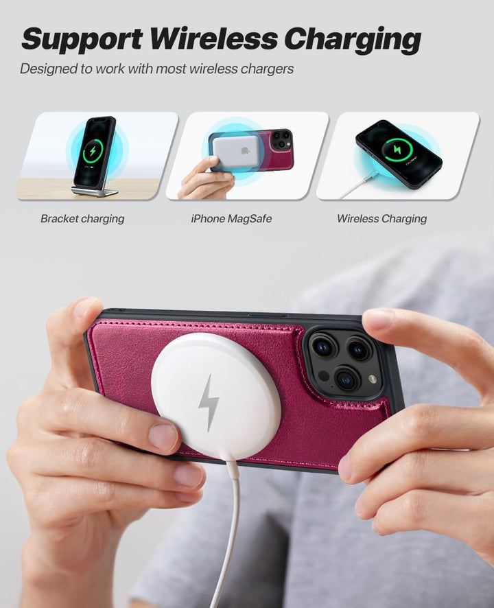 OCASE Abnehmbare Hülle Kompatibel für iPhone 12 Pro Max Burgundy | Handyhülle 2-IN-1 [Magnetische Hü