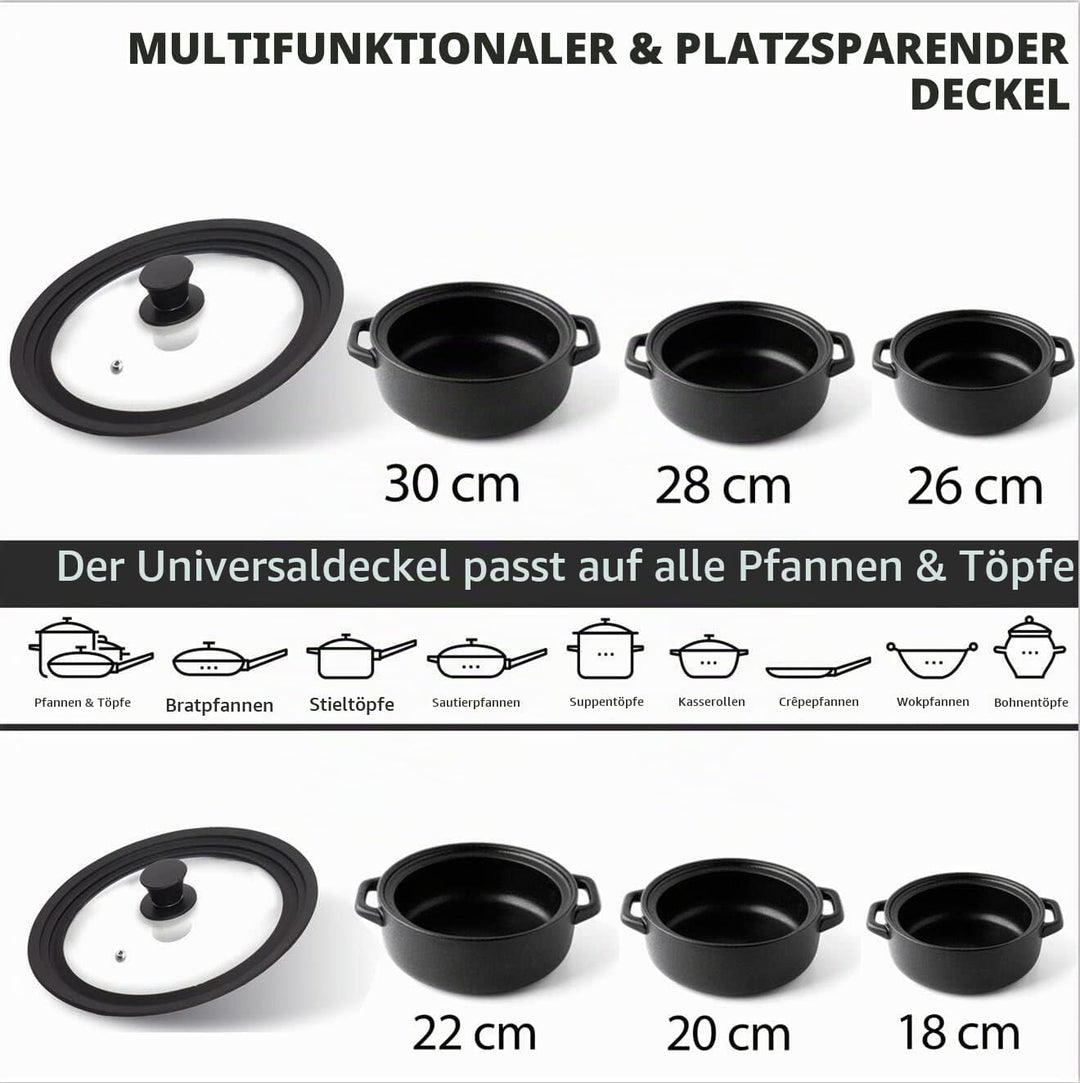 Anaeat Silikon-Universaldeckel für Töpfe, Pfannen und Pfannen – Abdeckung aus gehärtetem Glas mit hi
