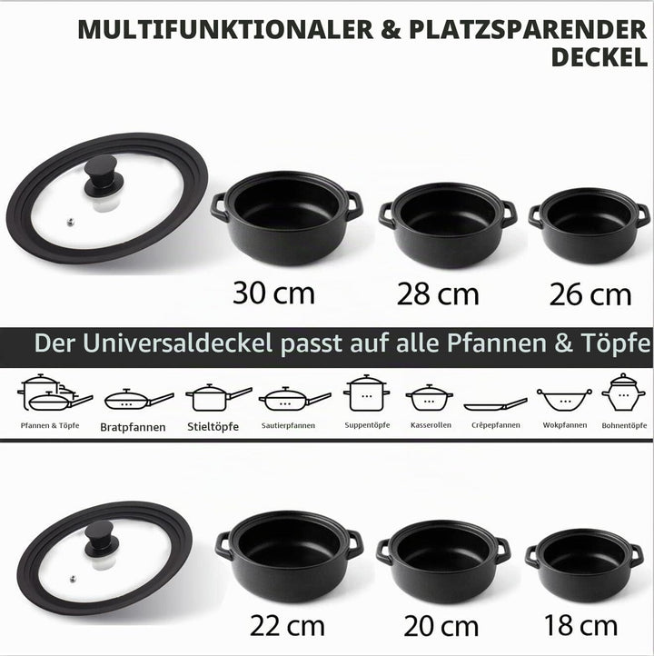 Anaeat Silikon-Universaldeckel für Töpfe, Pfannen und Pfannen – Abdeckung aus gehärtetem Glas mit hi