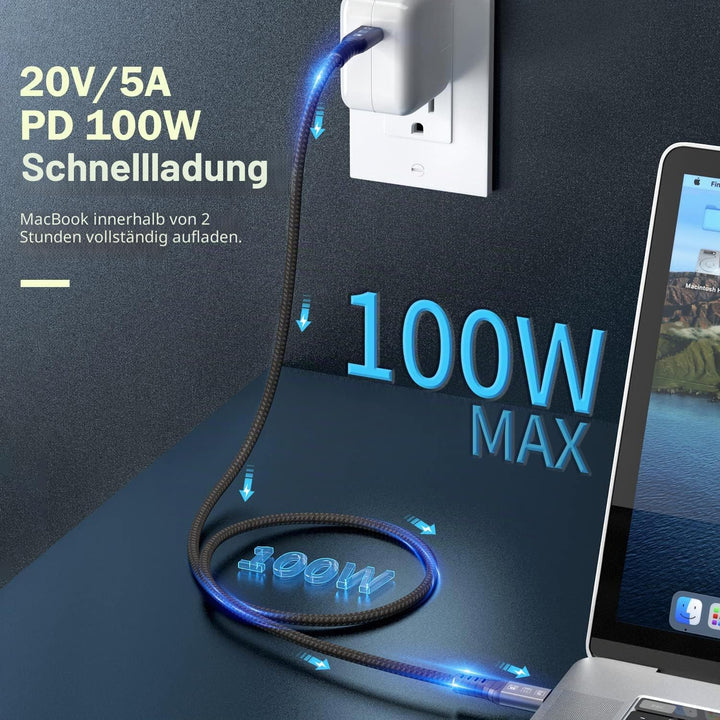 Angusplay USB C Thunderbolt 4 Kabel 40Gbps, USB4 Geflochtene Kabel, 8K 60Hz Video, 100W TB4 Kabel Ko