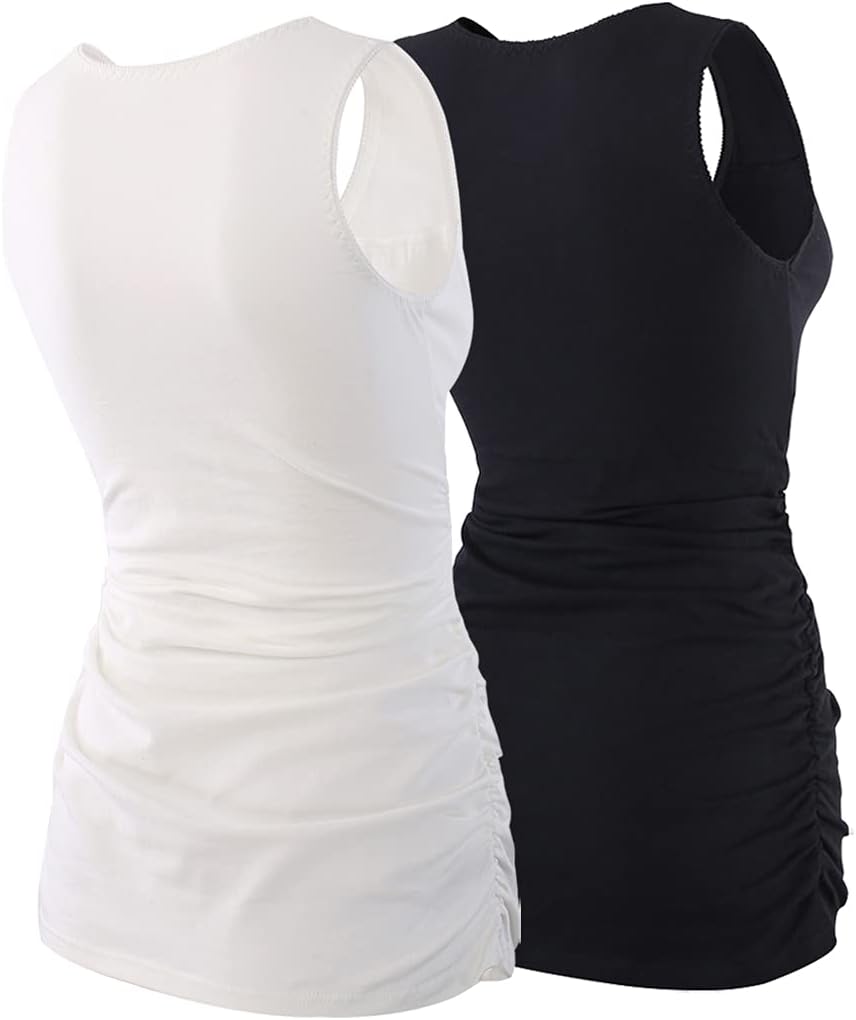 COLOMI Damen Umstandsoberteile Ärmellos Stillshirt Umstandsshirt V-Neck Nursing Tops Umstandsmode, S