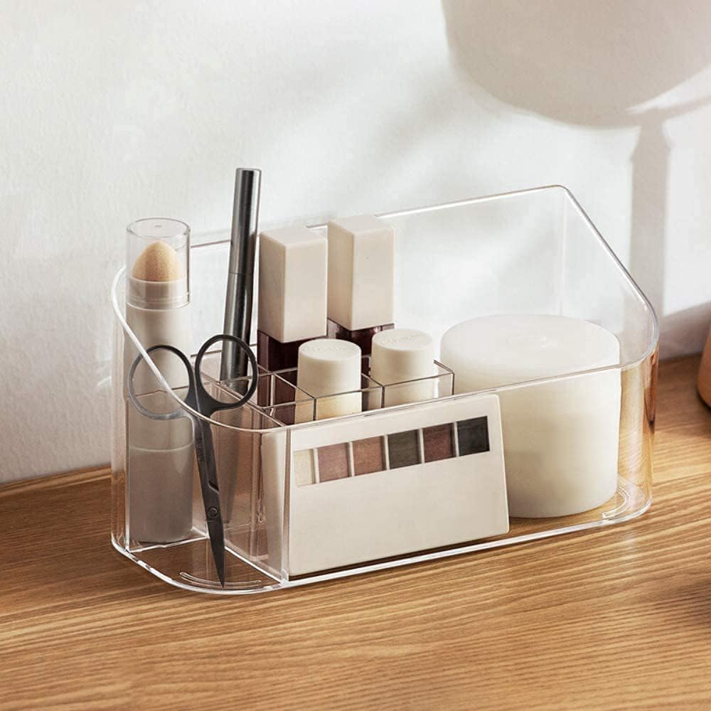 LINFIDITE 2 Stück Make-up Organizer, Kosmetik Organizer mit 9 Fächern 2 herausnehmbaren Trennwänden,