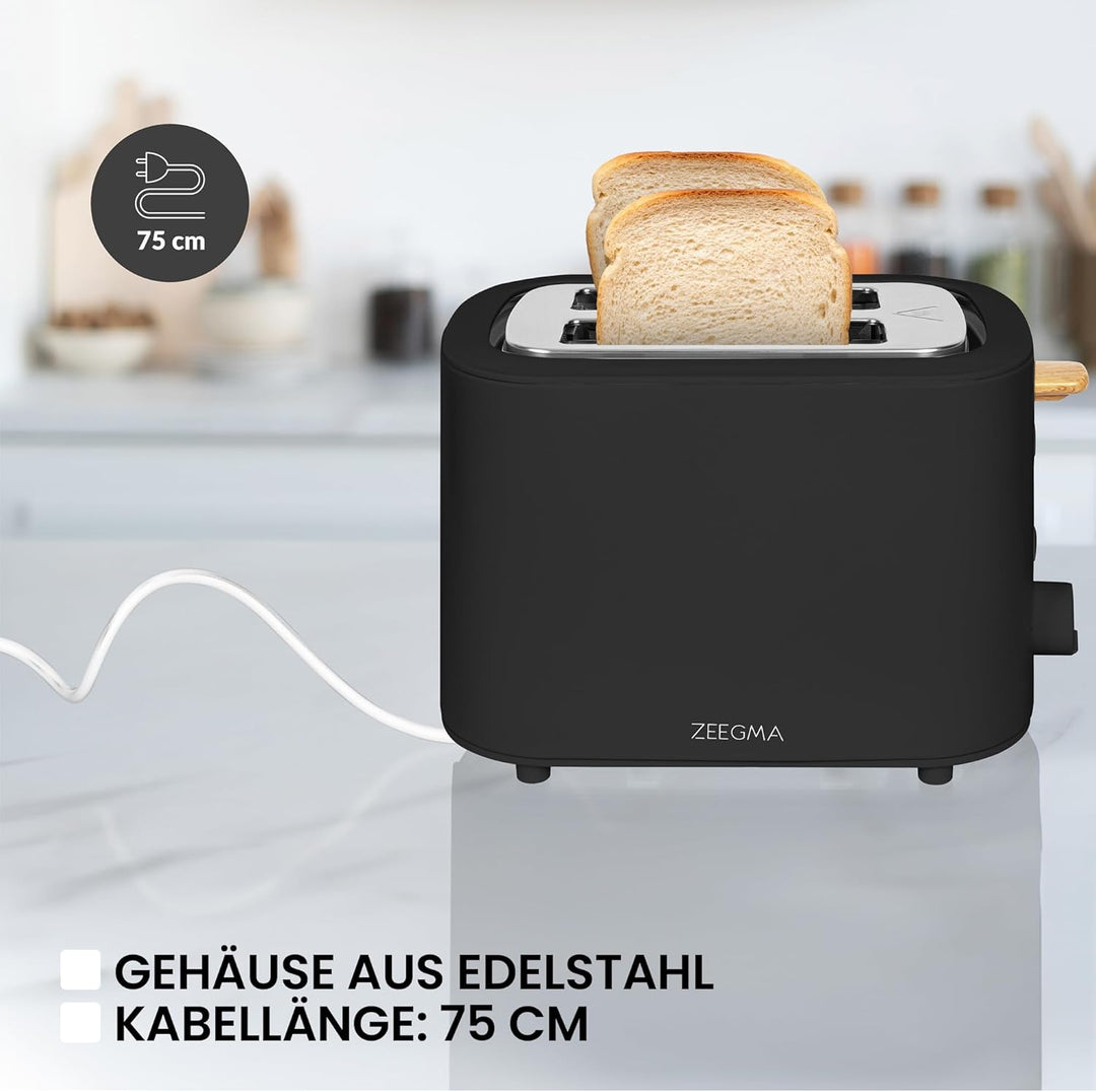 ZEEGMA TOSTEE 2-Scheiben-Toaster, Leistung 820 W, Auftau-, Aufwärm- und Stoppmodus, Krümelfach, Zeit