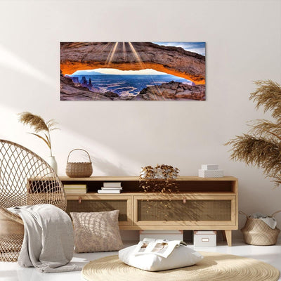 Panorama Bilder auf Leinwand 100x40cm Leinwandbild Felsen Ansicht Landschaft Gross Wanddeko Bild Sch