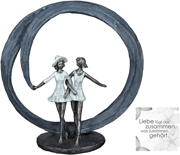 Casablanca modernes Design Gilde Deko Skulptur Figur - More Than Friends - Liebe - Poly grau, silber