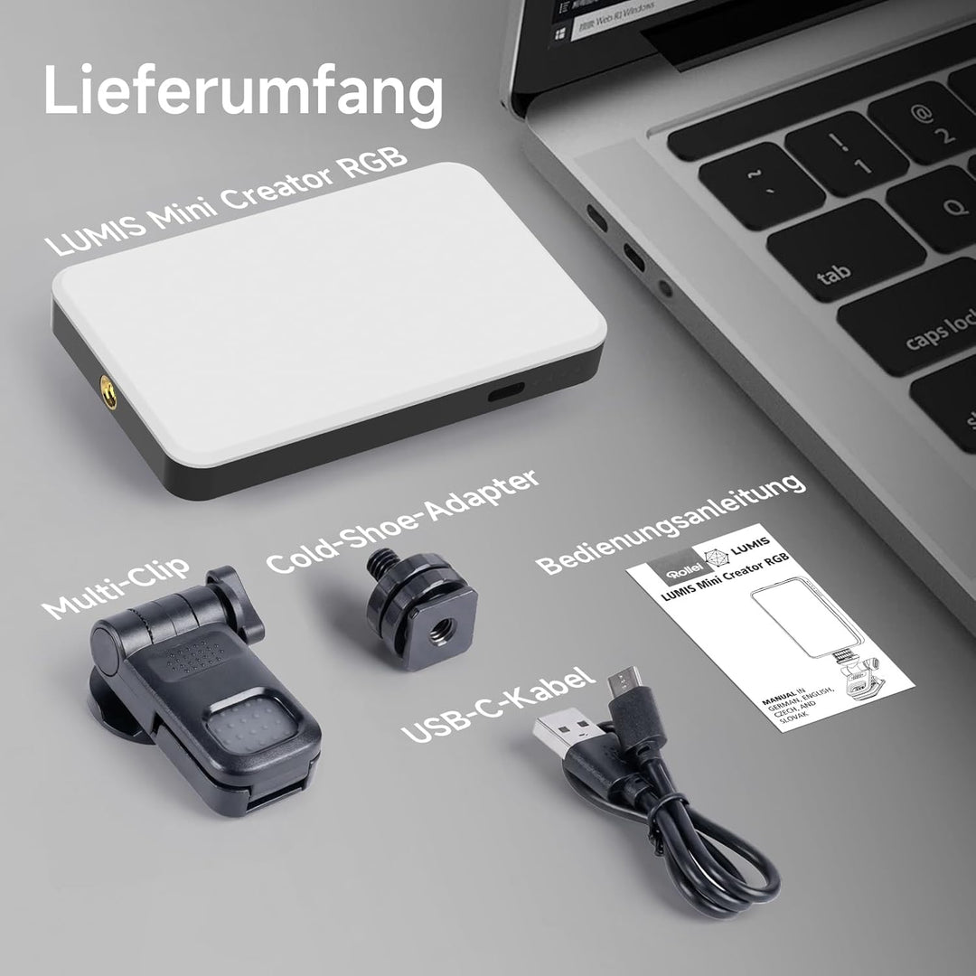 Videoleuchte, Rollei Lumis Mini Creator LED Dauerlicht Fotografie Kompatibel mit Kamera Handy Tablet