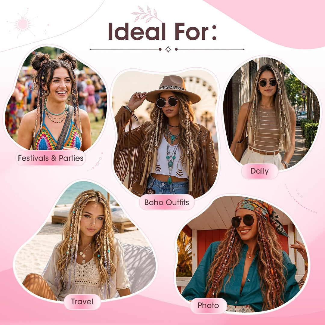 Silk-co Clip in Zöpfe 2 Stück, Bohemian Braid Extensions mit Clips, Synthetische Geflochtene Haartei