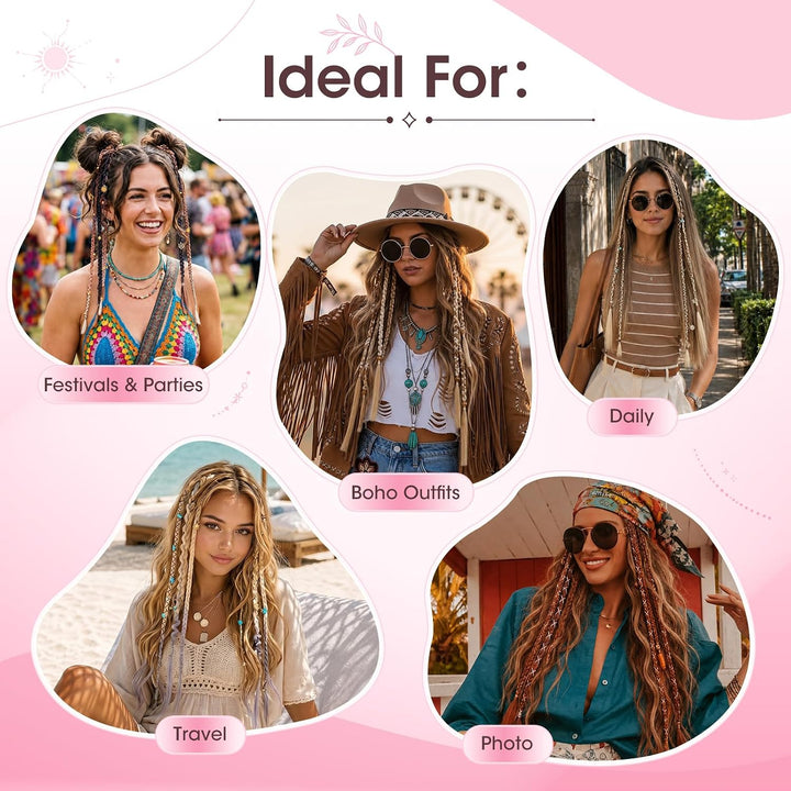 Silk-co Clip in Zöpfe 2 Stück, Bohemian Braid Extensions mit Clips, Synthetische Geflochtene Haartei