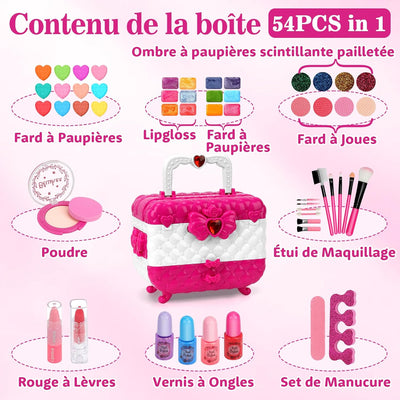 Flybay Make-up für Kinder, Spielzeug, Mädchen, waschbar, Make-up-Koffer für Kinder, Make-up-Koffer f