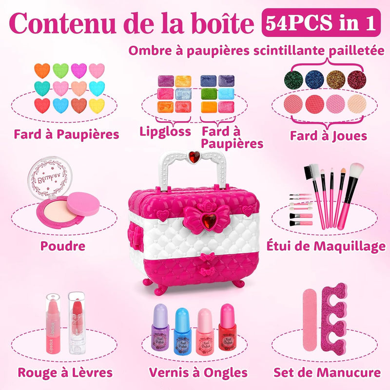 Flybay Make-up für Kinder, Spielzeug, Mädchen, waschbar, Make-up-Koffer für Kinder, Make-up-Koffer f