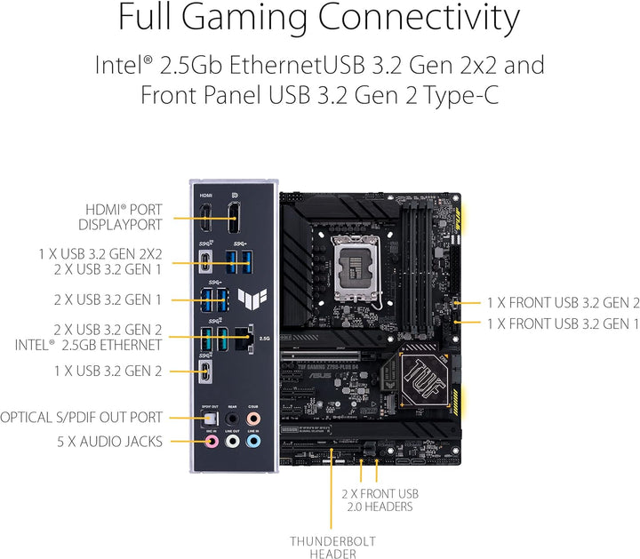 ASUS TUF Gaming Z790-Plus D4 Mainboard Sockel Intel LGA1700 (ATX, PCIe 5.0, DDR4 Speicher, 4x M.2, H