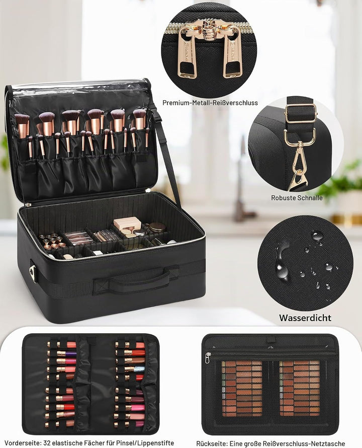 Relavel Extra Grosser Make-up-Tasche, Profi-Make-up-Train-Case für Make-up-Künstler:innen, Reise-Kos