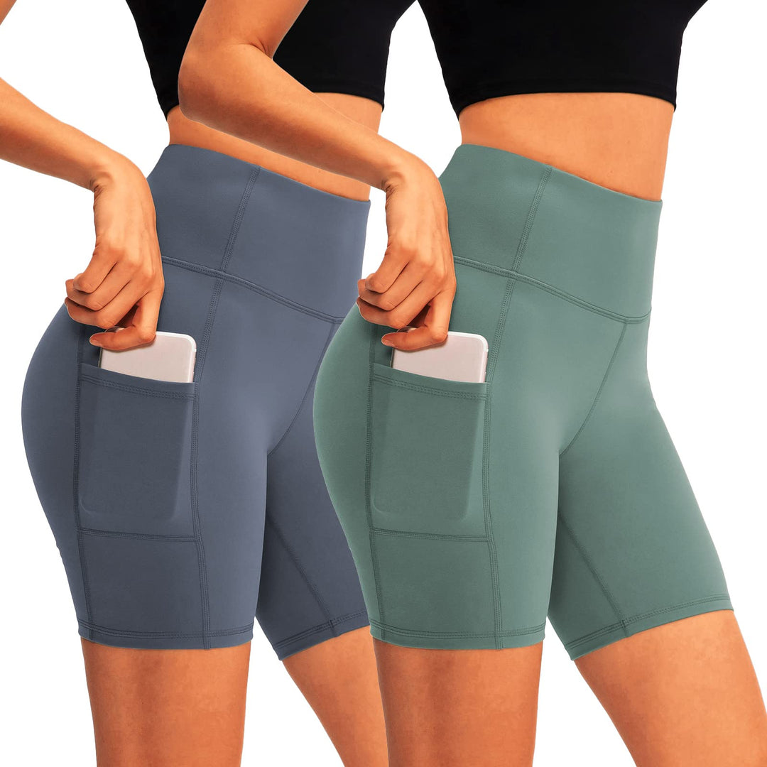 HomyComy Damen Sporthose Kurze Hohe Taille Yogahose Leggings für Sommer Leggins Radlerhose Fitness H