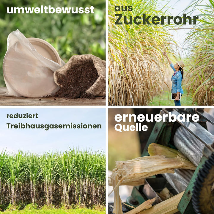 HAAGO Zuckerrohr Bagasse Einwegteller für Geburtstage, Hochzeiten, Partys - Stabil, Umweltfreundlich