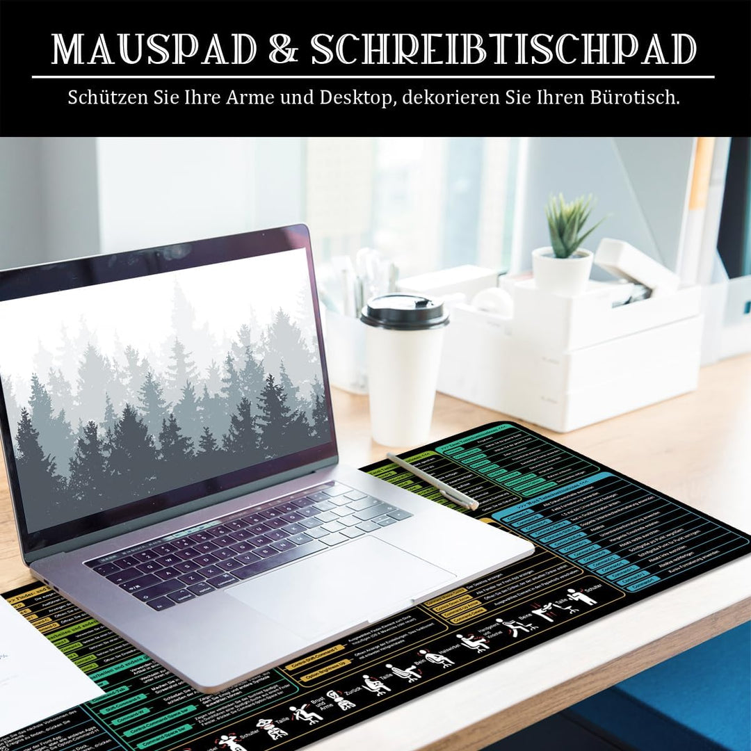 Mac Mauspad Deutsch Schreibtischunterlage Shortcuts 80x30x0.3cm Gross Gaming Mousepad XL Desk Pad (M