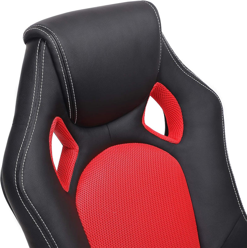 SONGMICS Racing Stuhl Bürostuhl Gaming Stuhl Chefsessel Drehstuhl PU, schwarz-rot, OBG56BR, 70*66.5*