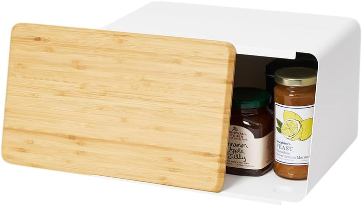 YAMAZAKI Tower Brotkasten, Edelstahl, Weiss, One Size, Weiss