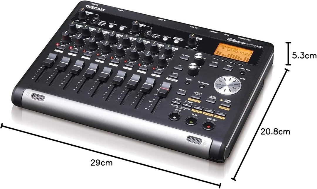 TASCAM DP-03SD - Digitales 8-Spur-Portastudio, Aufnahme/ Wiedergabe mit 44,1 kHz und 16 Bit mittels