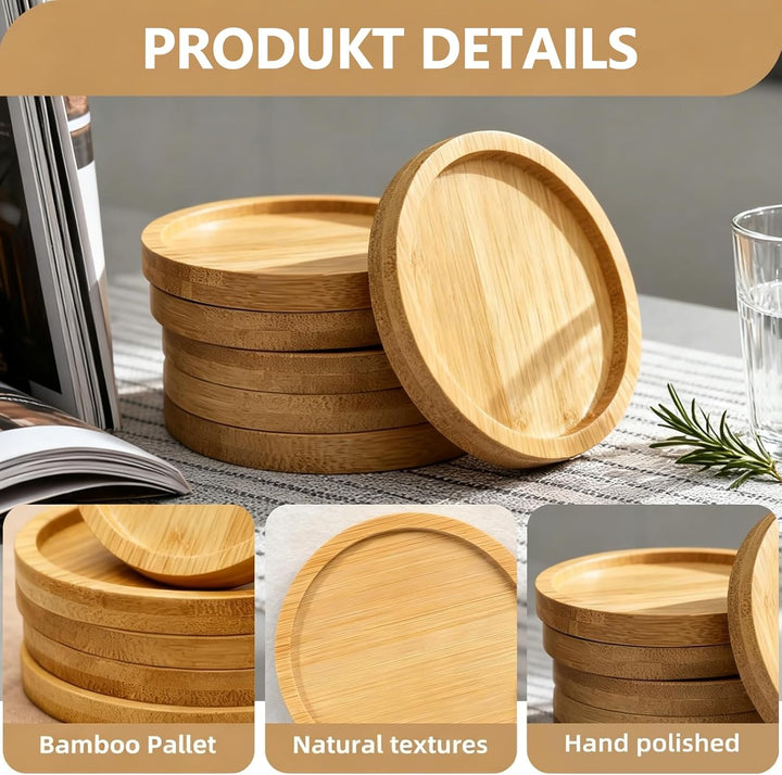 12 Stück Kerzenhalter Holz,Round Holzuntersetzer Mosaik Untersetzer Bastelset Bambus Untersetzers 9,