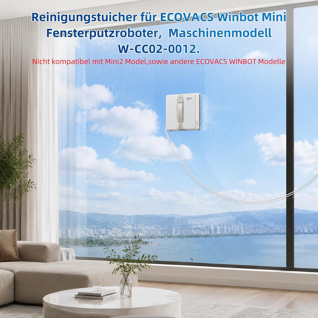 16 Stück Reinigungstücher für ECOVACS Winbot Mini Fensterputzroboter | Waschbar und Wiederverwendbar