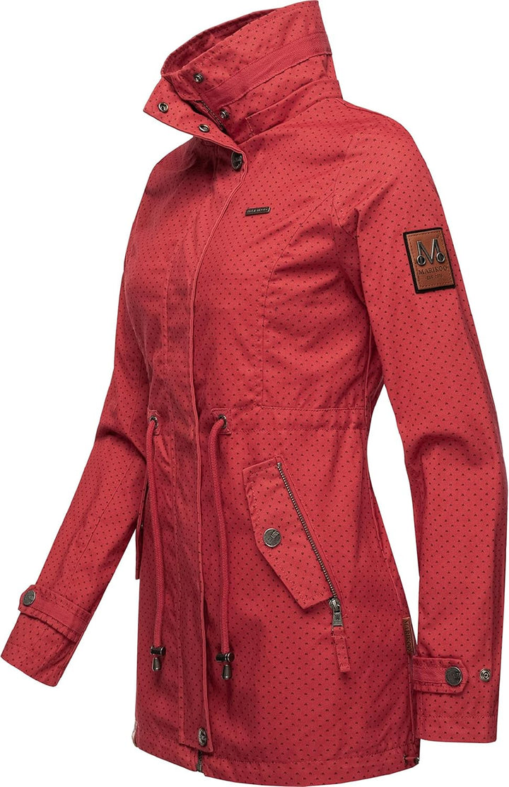 MARIKOO Damen leichte Übergangsjacke Baumwoll-Parka mit Kapuze Nyokoo XS-XXL S Red W.p., S Red W.p.