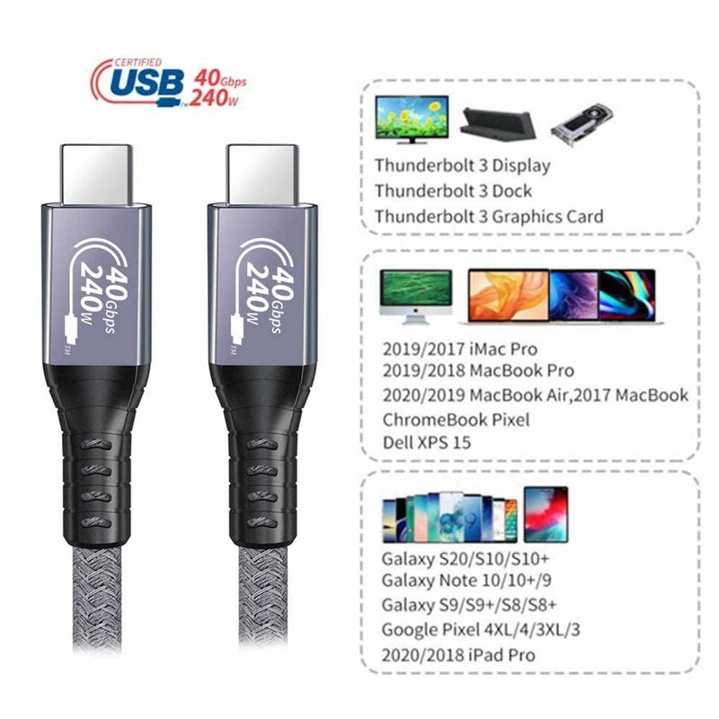 NFHK USB-IF-Zertifizierung, 240 W, USB4-Kabel, 40 Gbit/s, kompatibel mit 100 W Aufladen und 8K bei 6