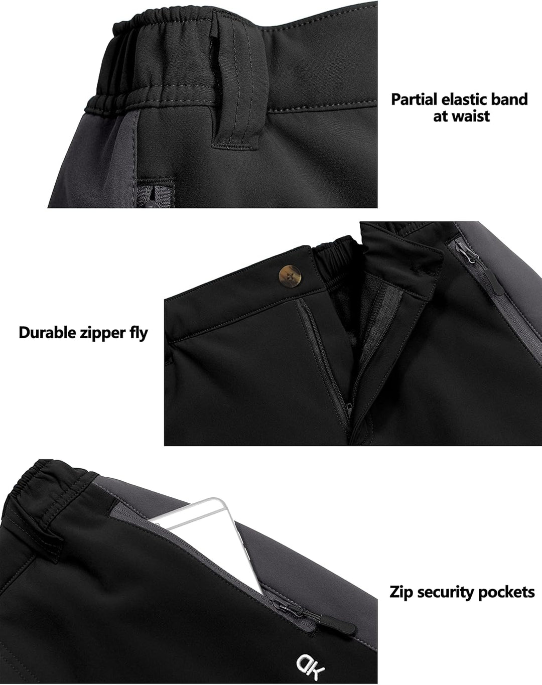 Little Donkey Andy Herren Winter Wanderhose Skihose Trekkinghose Snowboardhose, Softshell-Hose, Flee
