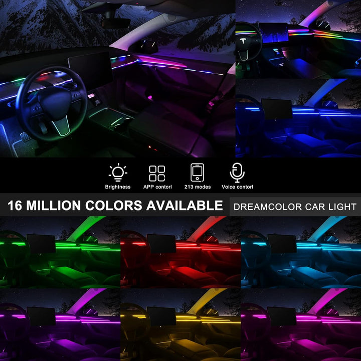 Dreamcolor Acrylic Interior Car LED Strip Light with Wireless APP, RGB 18 in 1 with 175 inches 593 L