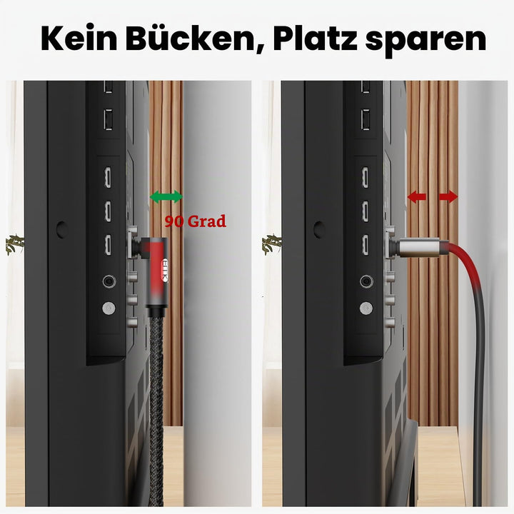 EMK Optisches Kabel, 360 Grad Rotierend Optisches Kabel Winkelstecker, Digital Optisches Kabel Gewin