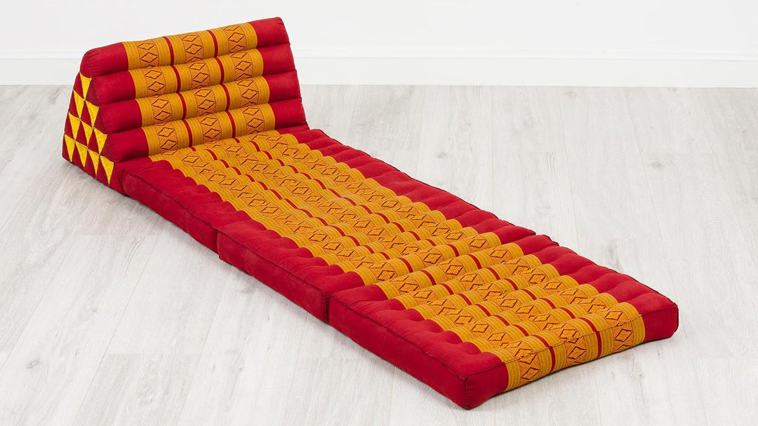 livasia Thaikissen 3 Auflagen extrahoch - 185x55x8cm - Dreieckskissen mit Klappmatratze, Kapok, Jumb