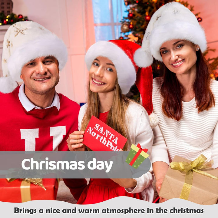 Weihnachtsmütze für Erwachsene, Plüsche Nikolausmütze für Damen und Herren, Warm and Dicker Weihnach