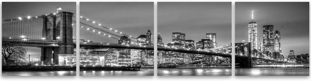 Feeby Frames Leinwandbild Bilder Wand Bild 4 Teile Panoramabild Wandbilder Kunstdruck 20x80 cm BROOK