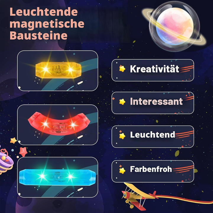 SVYHUOK Magnetische Bausteine 52 Stück Magnete Kinder, Magnetic Bauklötze Baukasten Spielzeug, Kreat