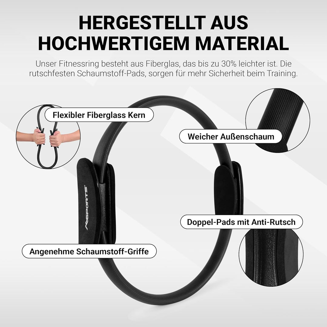 MSPORTS Pilates Ring Premium I Widerstandsring - Doppelgriff Pilates Yoga Ring 38 cm Übungskreis Sch