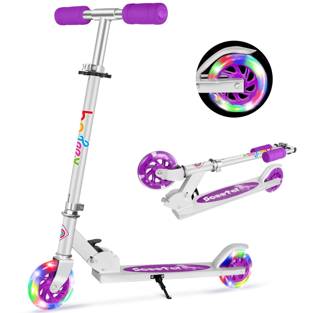 BELEEV V1 Roller Kinder 2 Räder, Klappbar Kinderroller für Mädchen Jungen, Tretroller mit LED Leucht