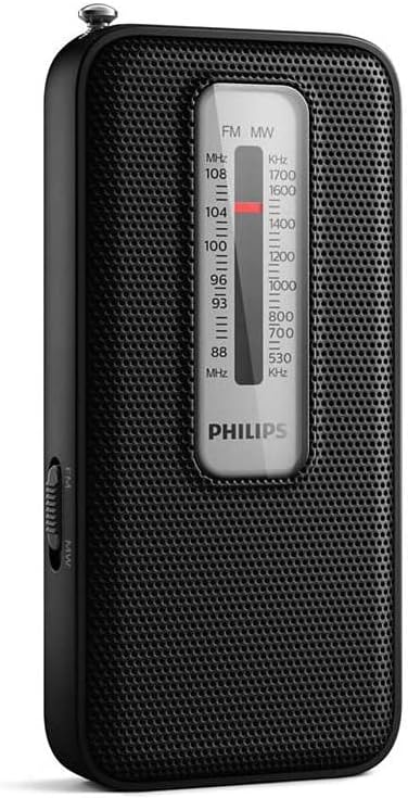 Philips Tragbares UKW-Radio/Kleines Retro-Radio ideal für Küche, Bad oder Garage/Klassisches Design,