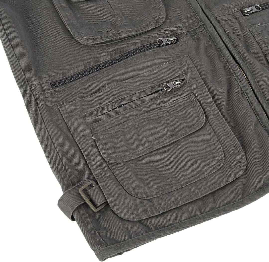 YOUTHUP Anglerweste Herren Outdoor Weste Multi-Tasche Ärmellose Jagd Herrenwesten Leicht Safari Wand