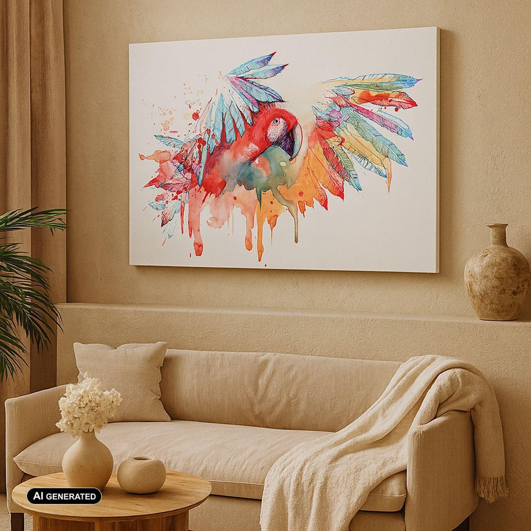 Bilder auf Leinwand Natur Malerei Papagei Kinder Leinwandbild 70x50cm Wandbilder Dekoration Wohnzimm