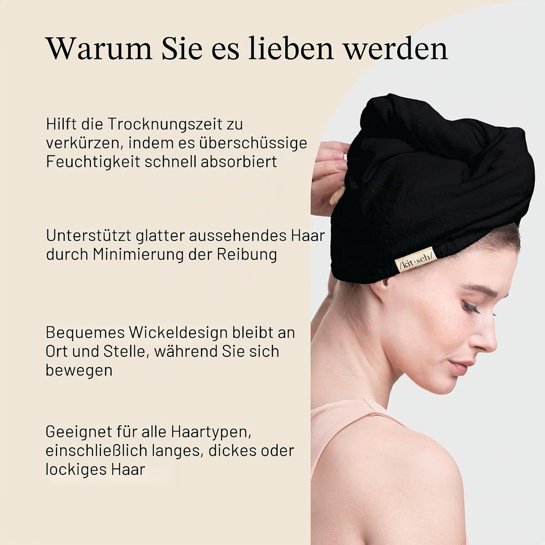 Kitsch Mikrofaser-Haartuch für Damen – Ultra-saugfähiges Haarhandtuch aus Mikrofaser für nasses, loc
