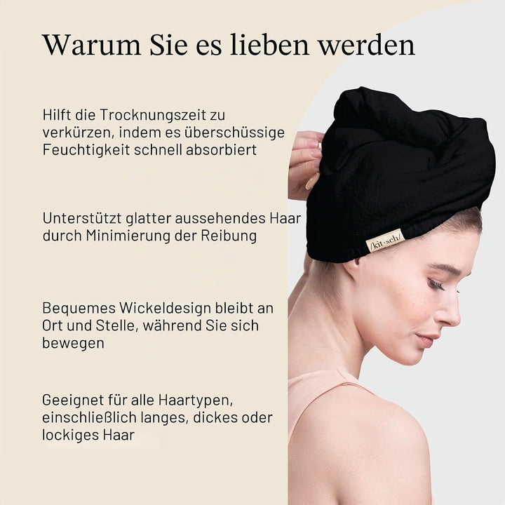 Kitsch Mikrofaser-Haartuch für Damen – Ultra-saugfähiges Haarhandtuch aus Mikrofaser für nasses, loc