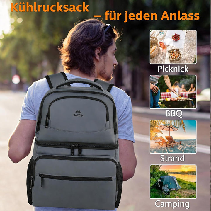 MATEIN Kühlrucksack 34L, 40 Dosen Kühlrucksack Gross, Kühltasche Rucksack | Kühl rucksack Thermo Dop