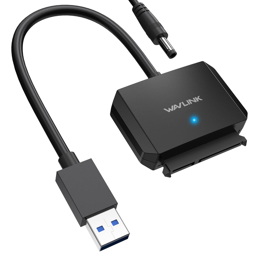 WAVLINK USB 3,0 auf SATA Adapter - inkl. 12V 2A DC-Netzteil für 2,5" oder 3,5" SSD und HDD USB zu SA