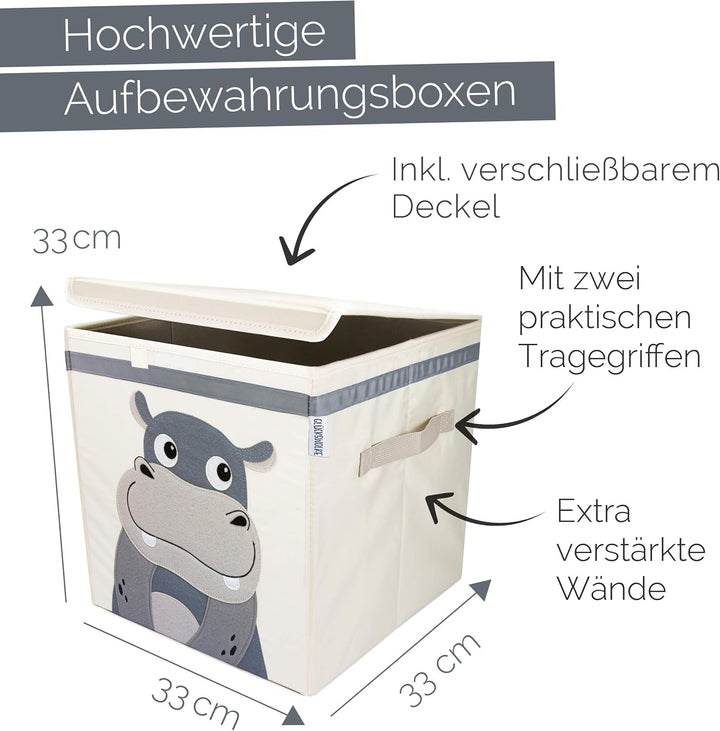 GLÜCKSWOLKE Aufbewahrungsbox Kinder - 15 Motive I Spielzeugkiste mit Deckel für Kinderzimmer I Spiel