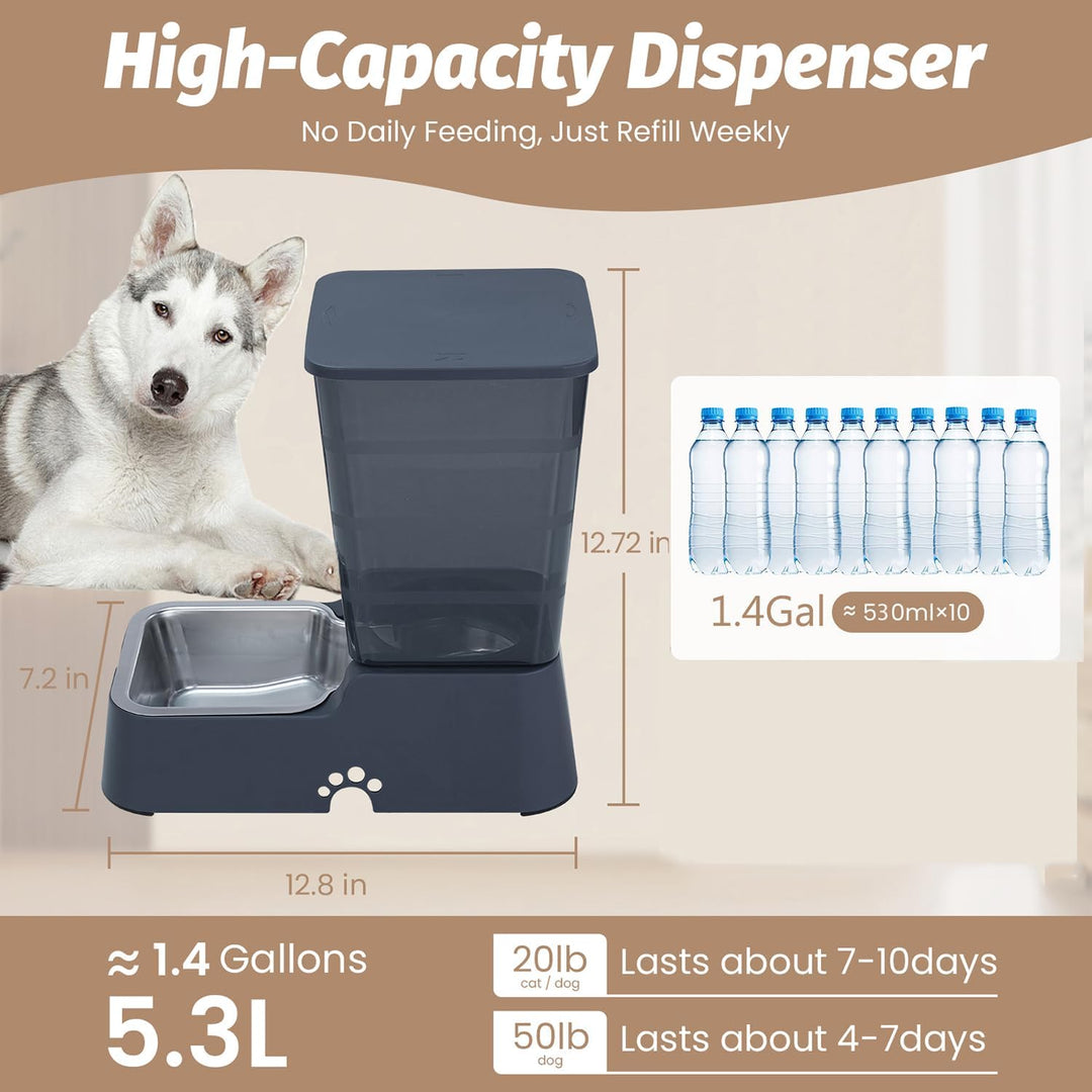 Automatischer Wasserspender für Hunde und Katzen, Schwerkraft-Wasserspender mit 304 Edelstahlnapf, A